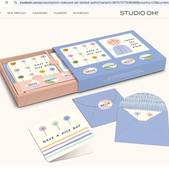 Studio Oh Dotted Palms Mini Note Card Set with Stickers - Picture 4 of 8